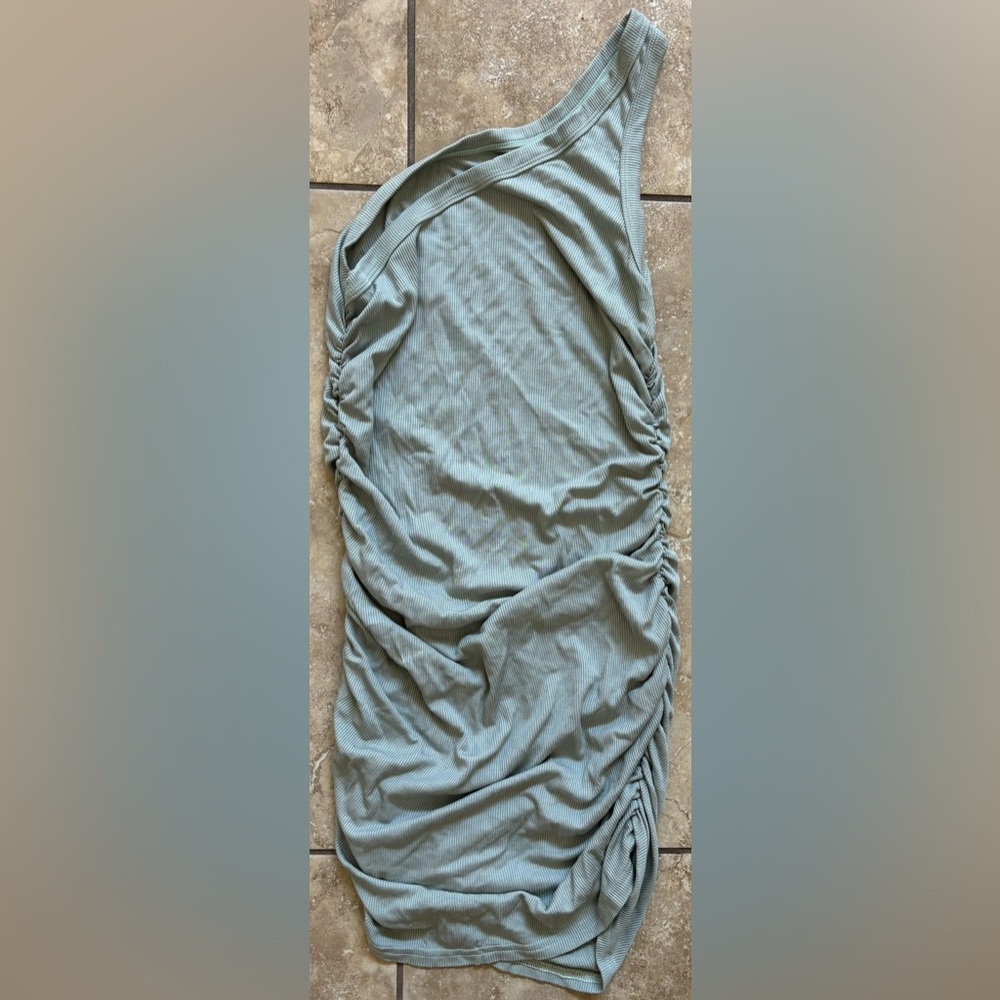Women’s Sexy One Shoulder Bodycon Green Ruched Sides Dress M Medium NEW